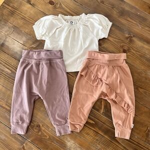 NEW müsli Organic Cotton 3-6 Month Ruffle Jogger Puff Sleeve Outfit Set